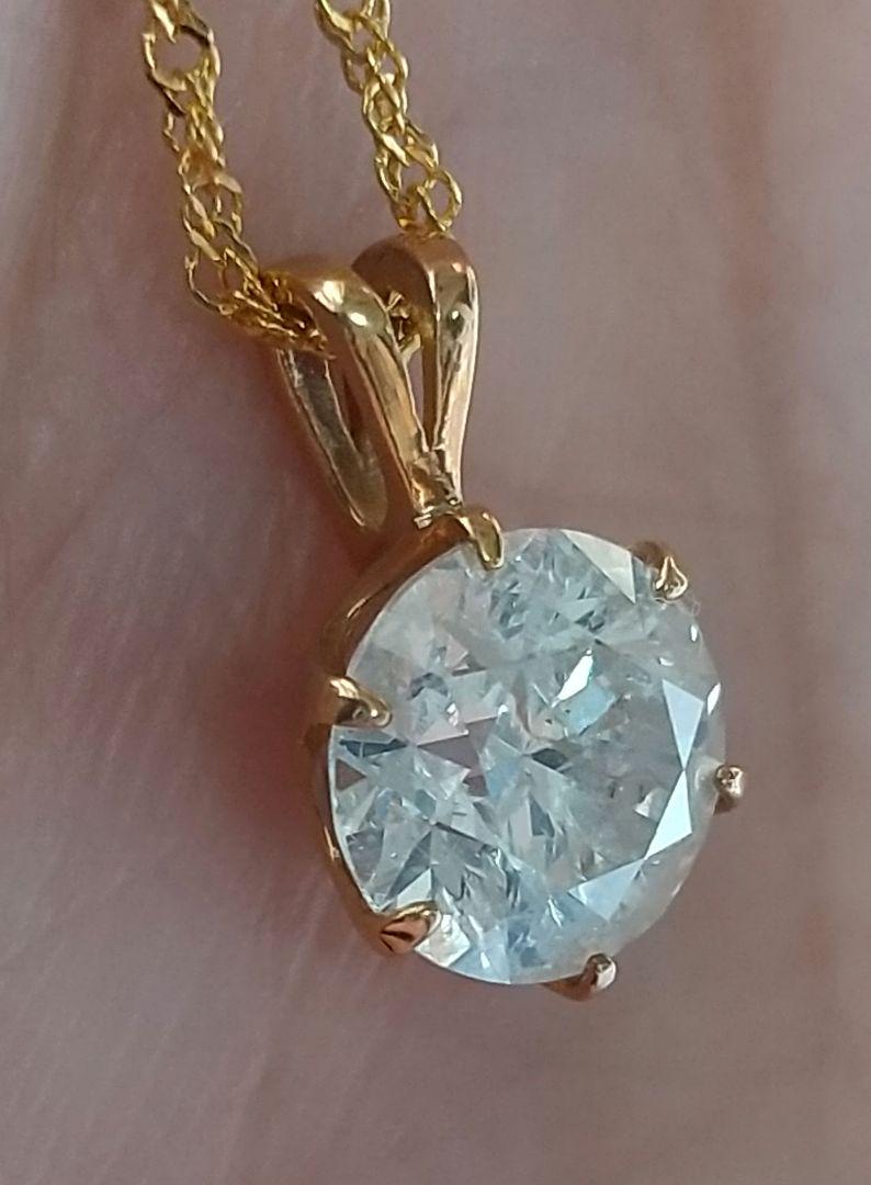 大粒天然ダイヤモンドネックレス 1.237ct/G/I1/VG 鑑定書付
