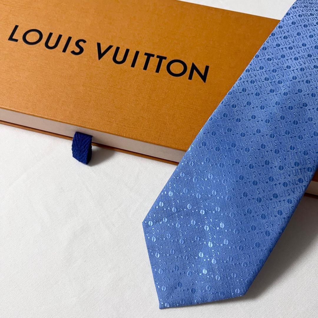 LOUIS VUITTON ブルー シルク ネクタイ LOUIS VUITTON ルイヴィトン ネクタイ シルク ブルー ジャガード