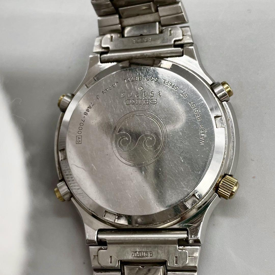稼働 SEIKO 腕時計 ムーンフェイズ クロノグラフ デイト 1450 稼働品✨️SEIKO 腕時計 手巻き クロノグラフ ムーンフェイズ