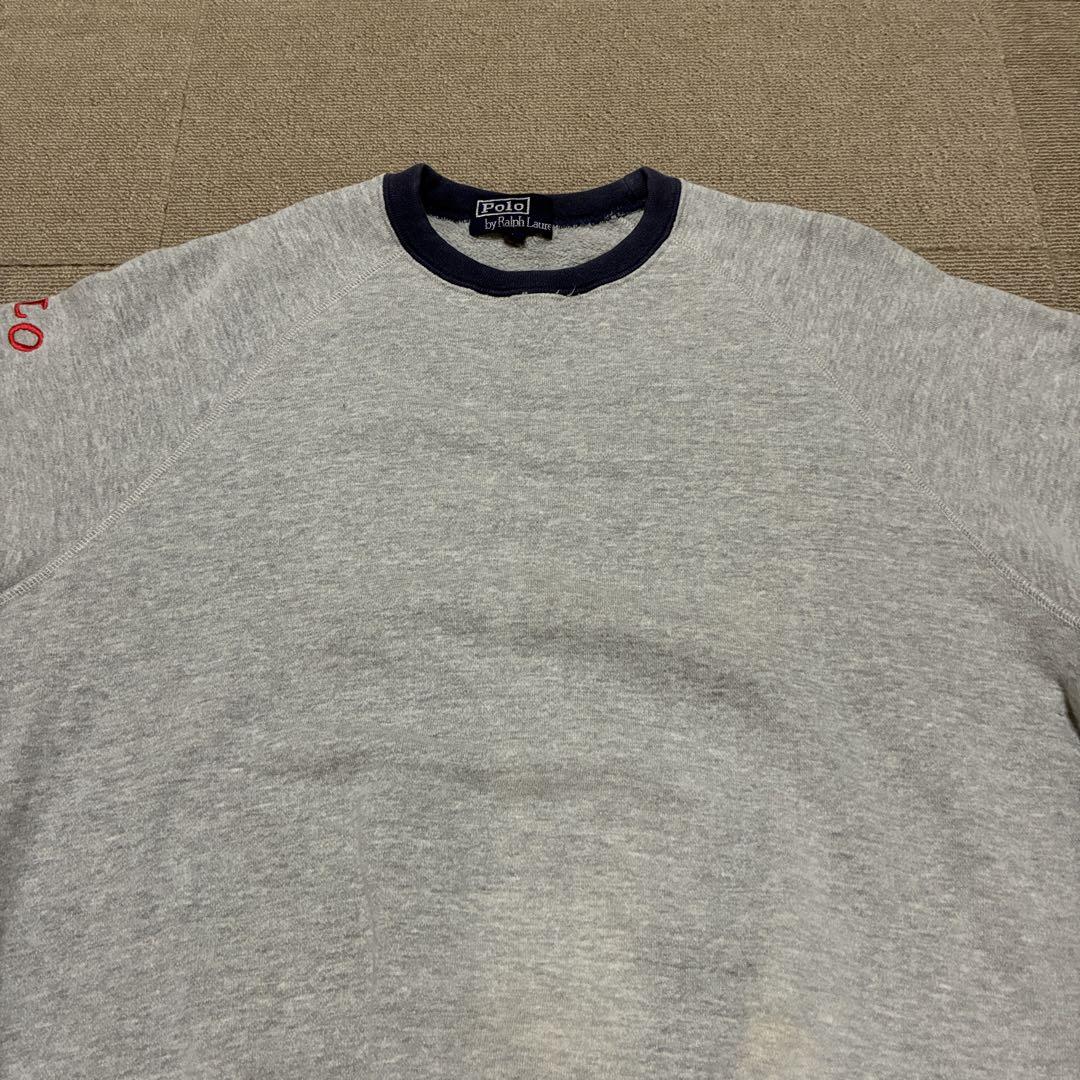 POLO ポロ ラルフローレン 半袖スウェット L グレー 内外編物 80s