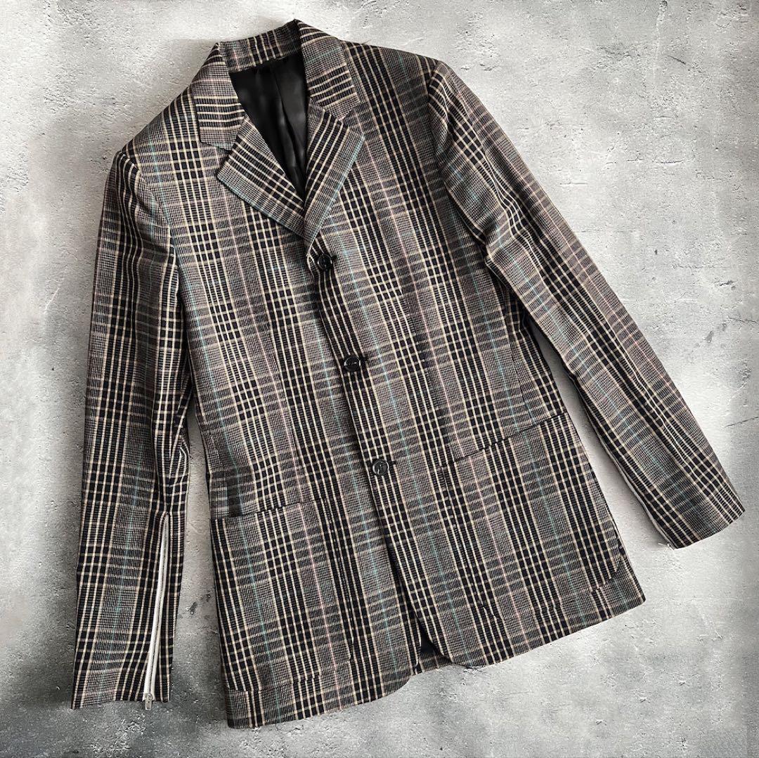 RAF SIMONS 18AW ジップチェックブレザージャケット サイズ48