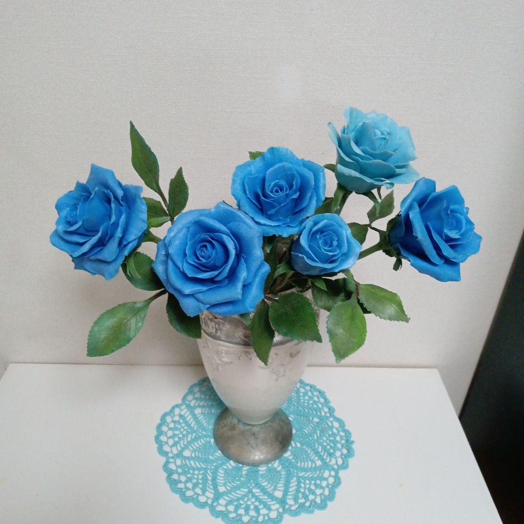 専用 青いバラアレンジ クレイフラワー