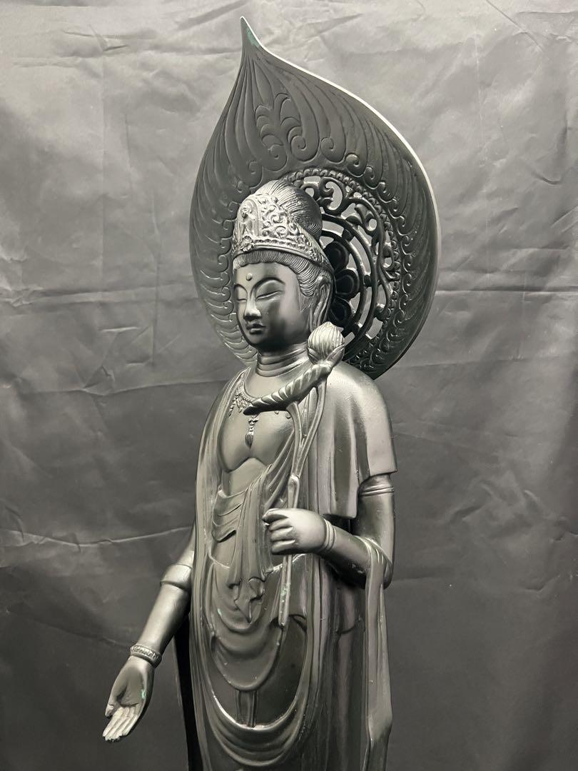 大型 観音 菩薩 銅製 仏像 彫刻 置物 開運 風水 骨董 古美術
