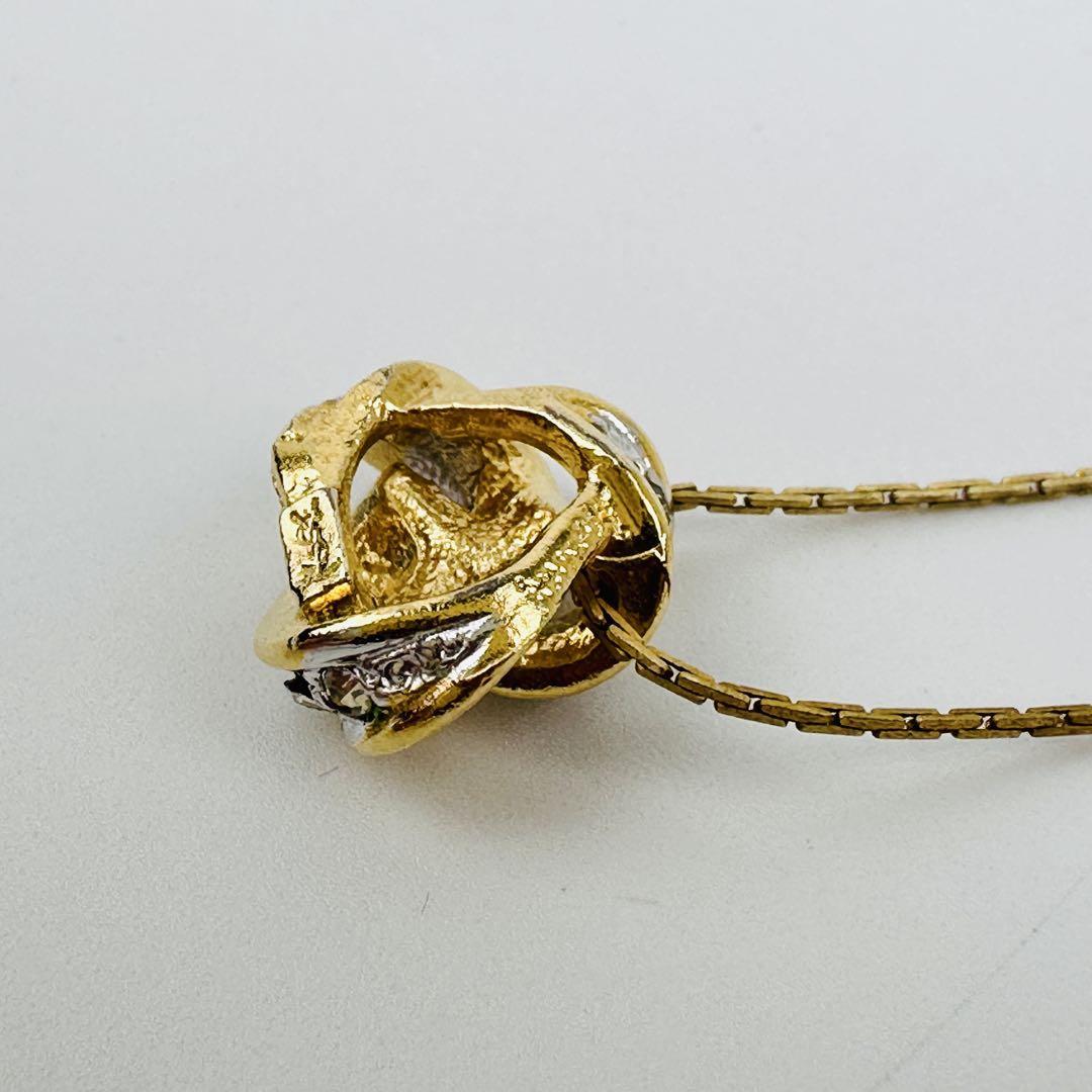 美品　イヴサンローラン　ゴールドクリスタルノットデザインネックレス　アクセサリー
