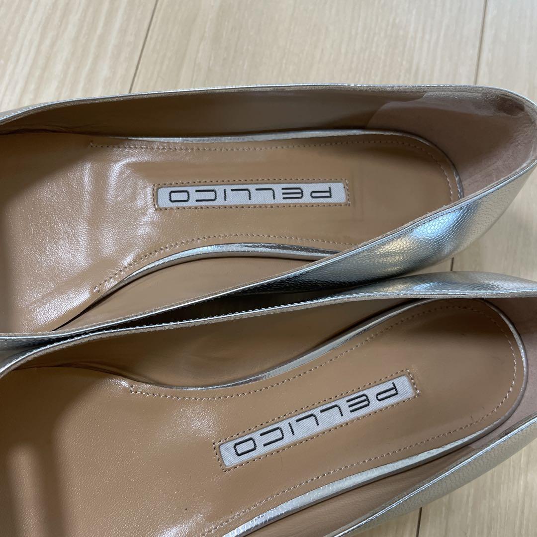 PELLICO シルバー ポインテッドトゥパンプス 37½