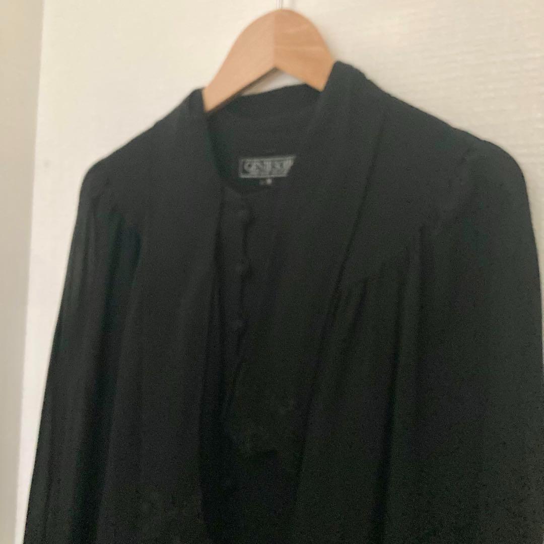 東京ソワール ロングワンピース ボウタイ風 チャイナボタン ブラック 長袖 9号 東京ソワール ロングワンピース ボウタイ風 チャイナボタン ブラック 長袖 9号