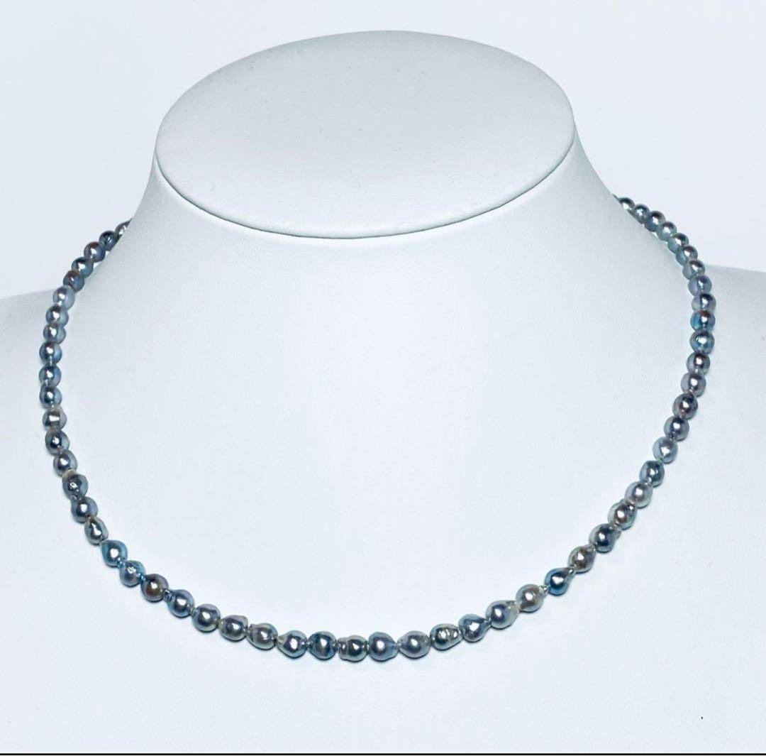 S2107 あこや真珠ナチュラルグレーネックレス4.5-5.0mm