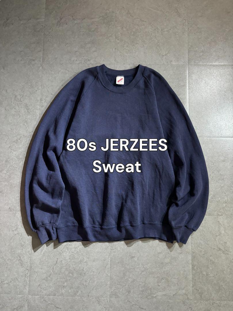 【80s USA製】JERZEES スウェット 無地ブランク ネイビー シティ