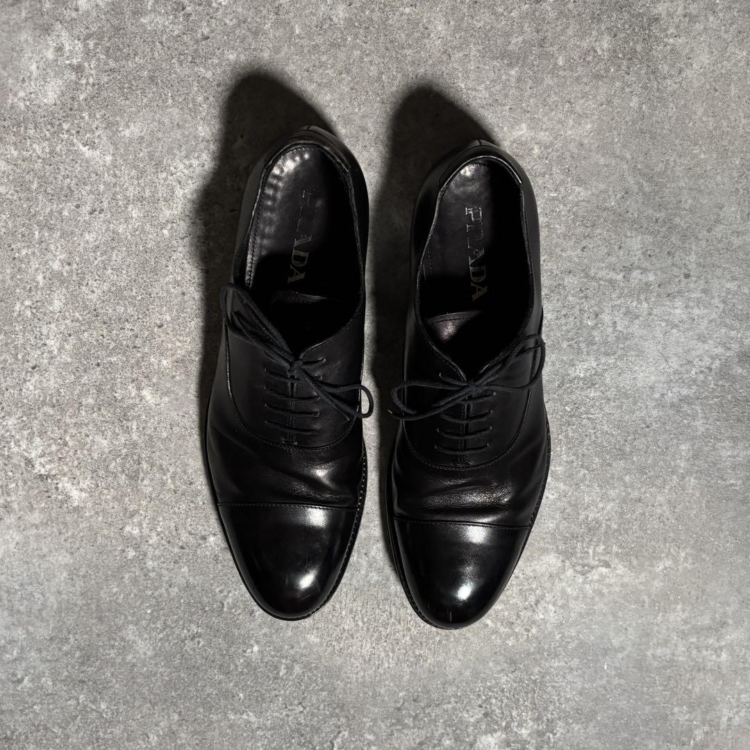 靴 Prada Archive Leather Loafer Shoes Black
