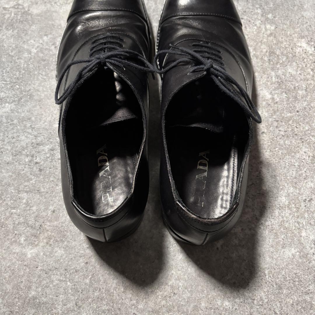 靴 Prada Archive Leather Loafer Shoes Black