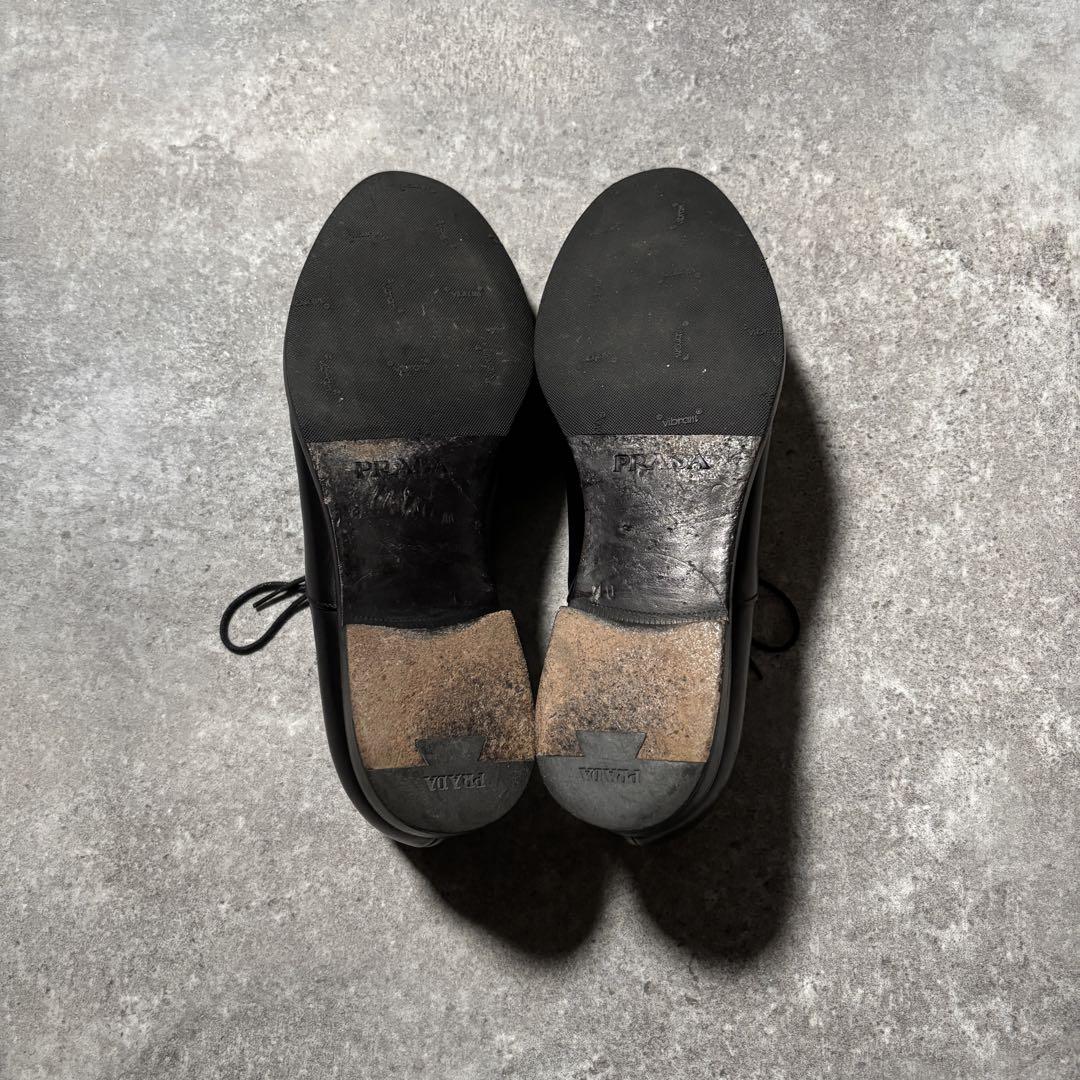 靴 Prada Archive Leather Loafer Shoes Black