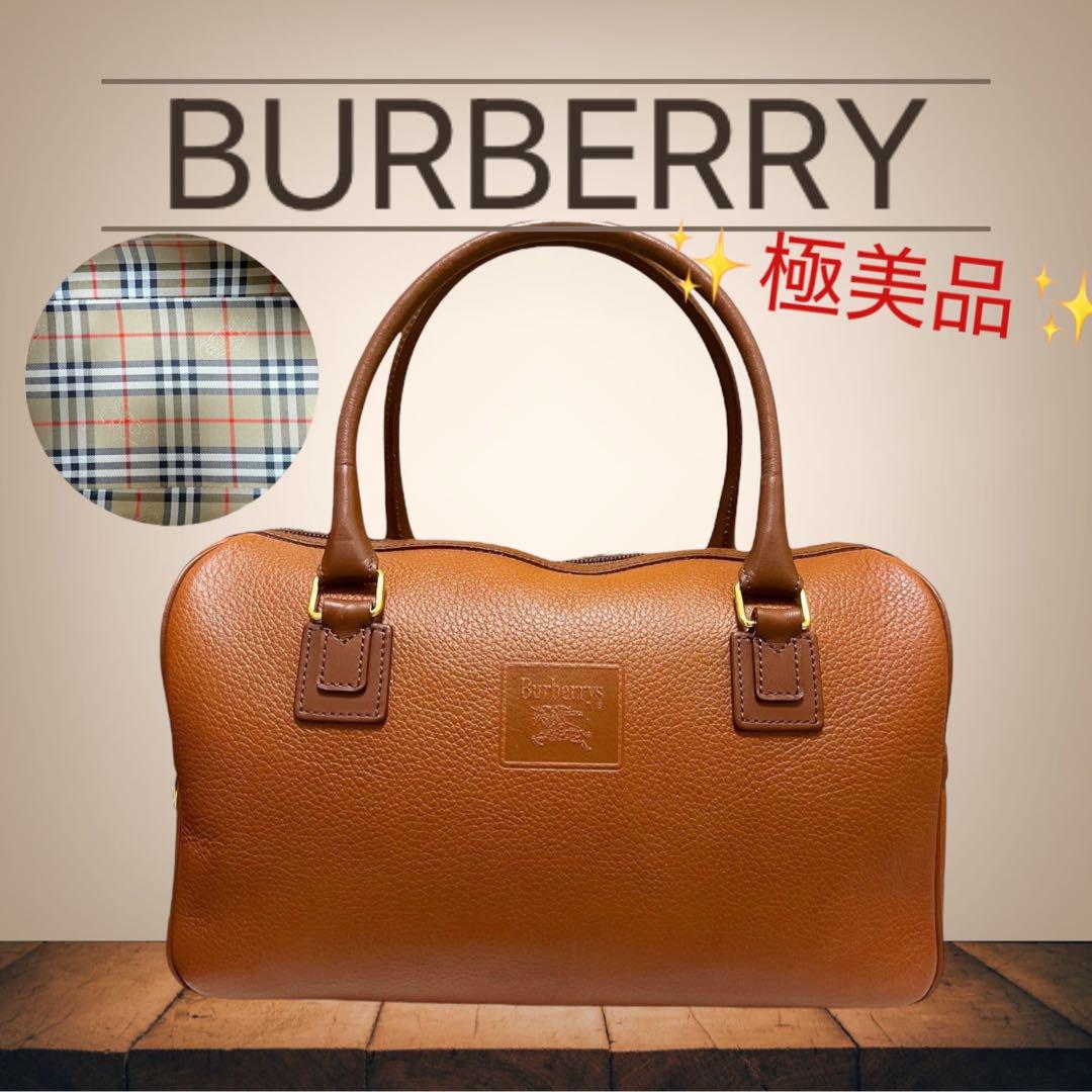 美品＆希少❣️バーバリー バッグ ボストン ノバチェック ホースロゴ キャメル