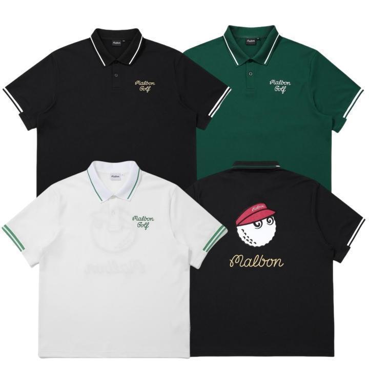 MALBON 25新作マルボンゴルフ ポロシャツ Tシャツメンズ ネイビー　L マルボンゴルフ ポロシャツ malbon golf メンズ 半袖 シャツ半袖