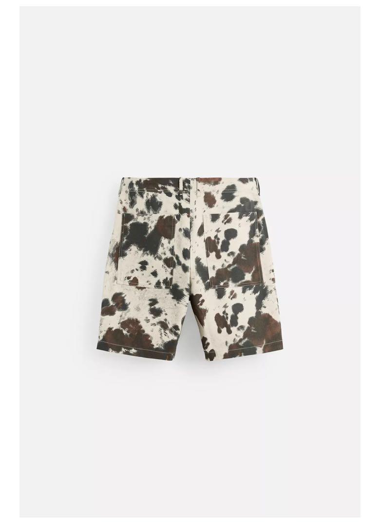 ZARA アニマル柄バミューダパンツ EU40 ハーフパンツ 新品タグ付き