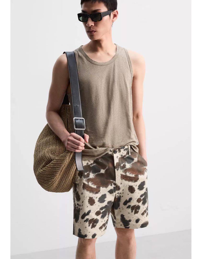 ZARA アニマル柄バミューダパンツ EU40 ハーフパンツ 新品タグ付き