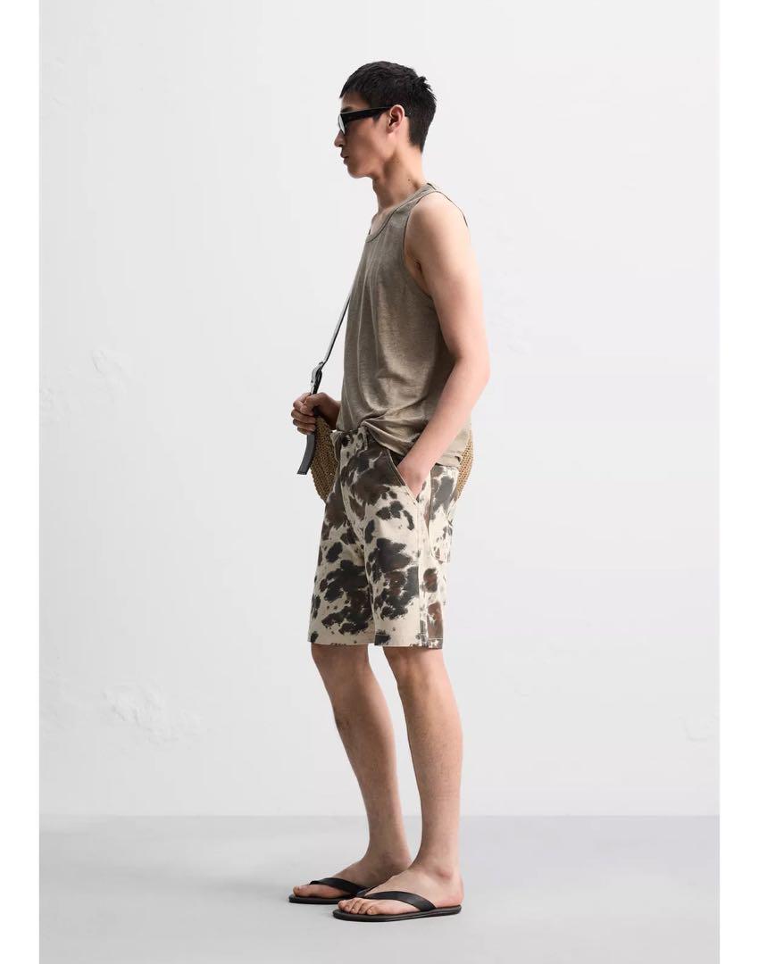 ZARA アニマル柄バミューダパンツ EU40 ハーフパンツ 新品タグ付き