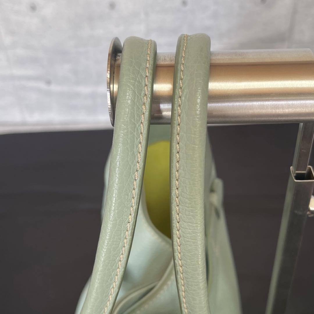 【美品】MAURO GOVERNA ミントグリーン レザー 本革 ハンドバッグ 美品】MAURO GOVERNA ミントグリーン レザー 本革 ハンドバッグ