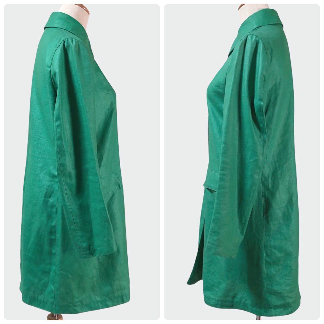 エストネーション 上質リネン 麻 美シルエット 大人カジュアル ロングコート