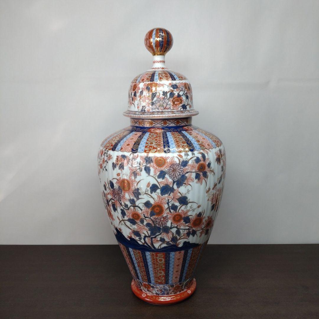 栗田美術館 監修 色絵桜菊牡丹図 蓋附大壺 特別限定複刻版 高さ約33.5cm
