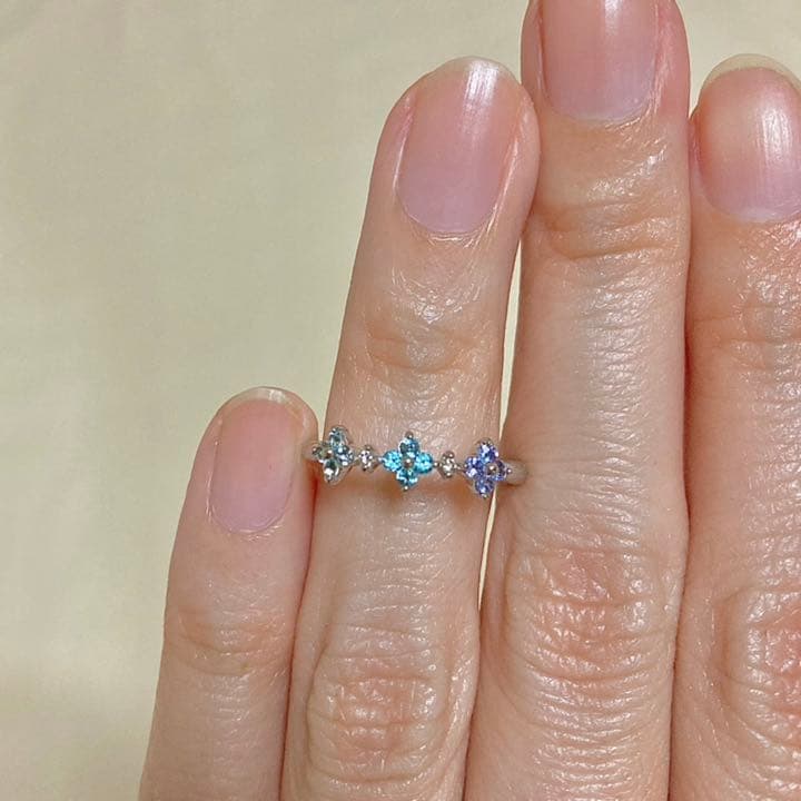 ダイヤモンド リング タンザナイト ブルートパーズ アクアマリン K18WG ダイヤモンド