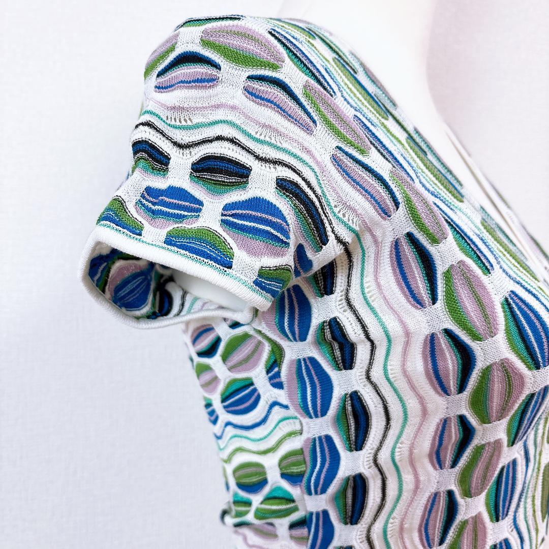 ミッソーニ MISSONI 半袖ワンピース Vネック 42 総柄