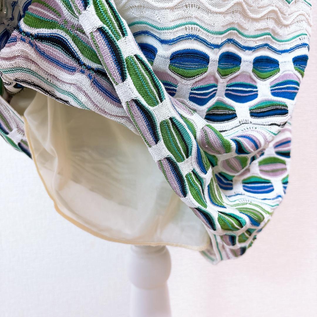 ミッソーニ MISSONI 半袖ワンピース Vネック 42 総柄