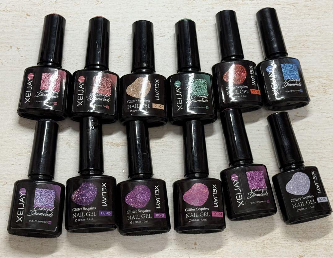 12点 ジェルネイル ネイルカラー まとめ売り SHEIN ボトル ラメ 8ml