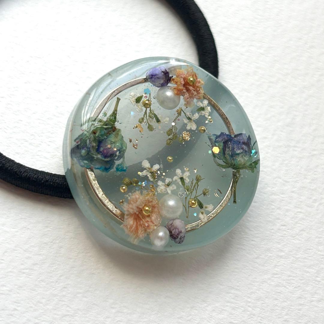 No.568 ハンドメイド　ドライフラワー　レジンヘアゴム