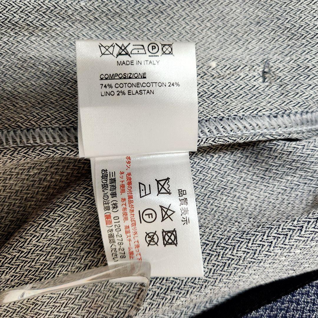 【未使用】T-JACKET コットン リネン ストレッチダブルジャケット L 紺
