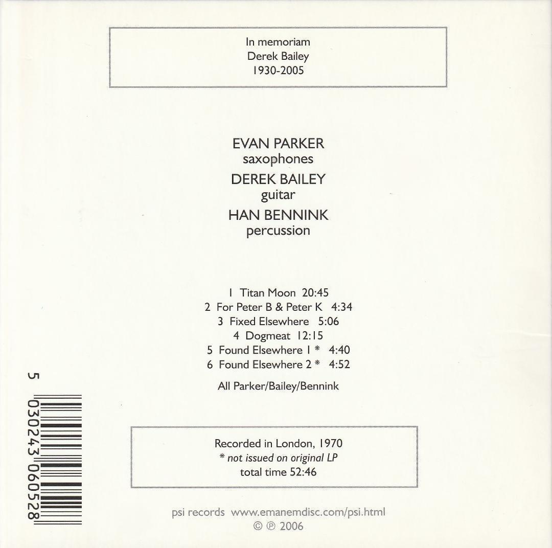 その他 Evan Parker :The Topography Of The Lungs