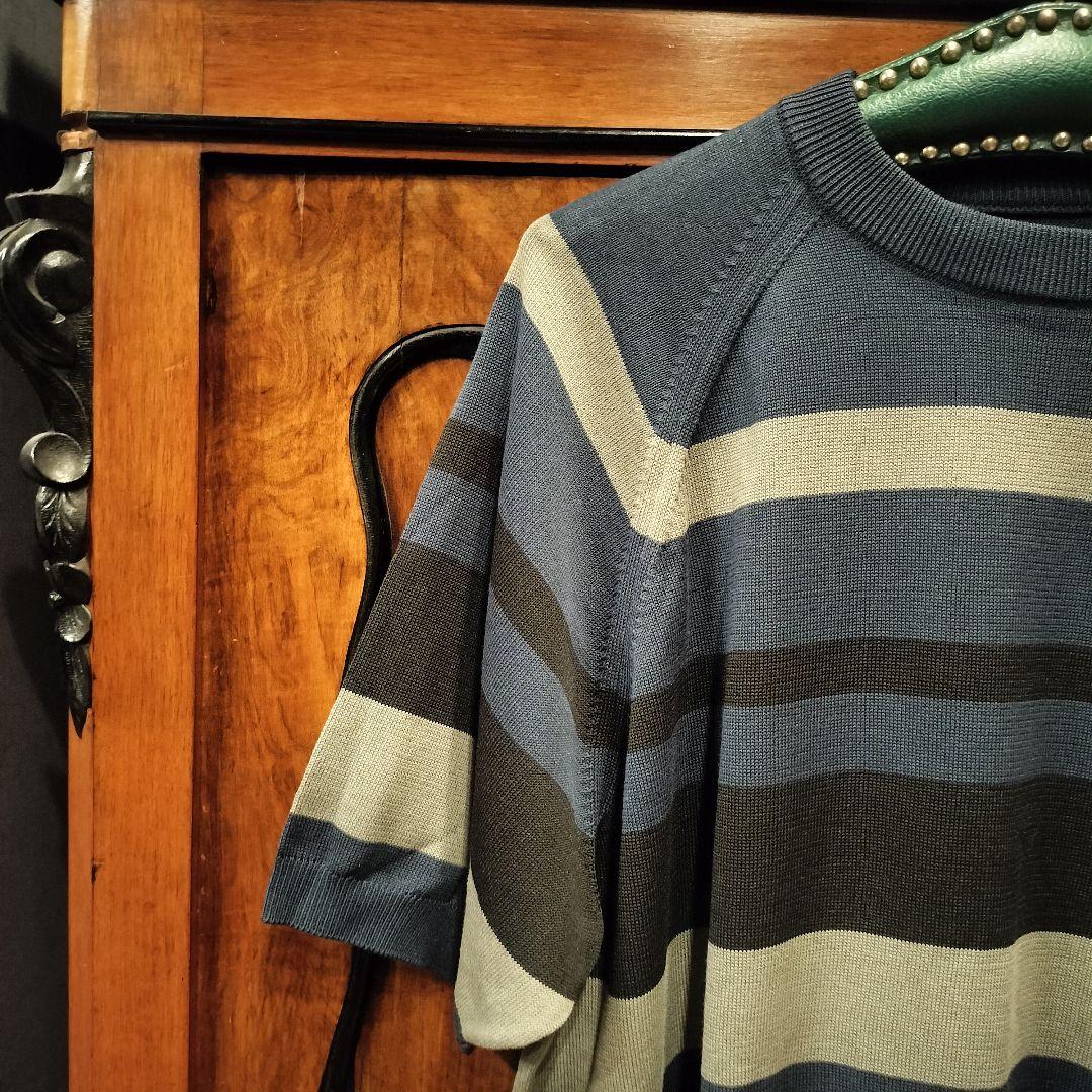 sunsea 20ss clif's border sweater ネイビー - メルカリ