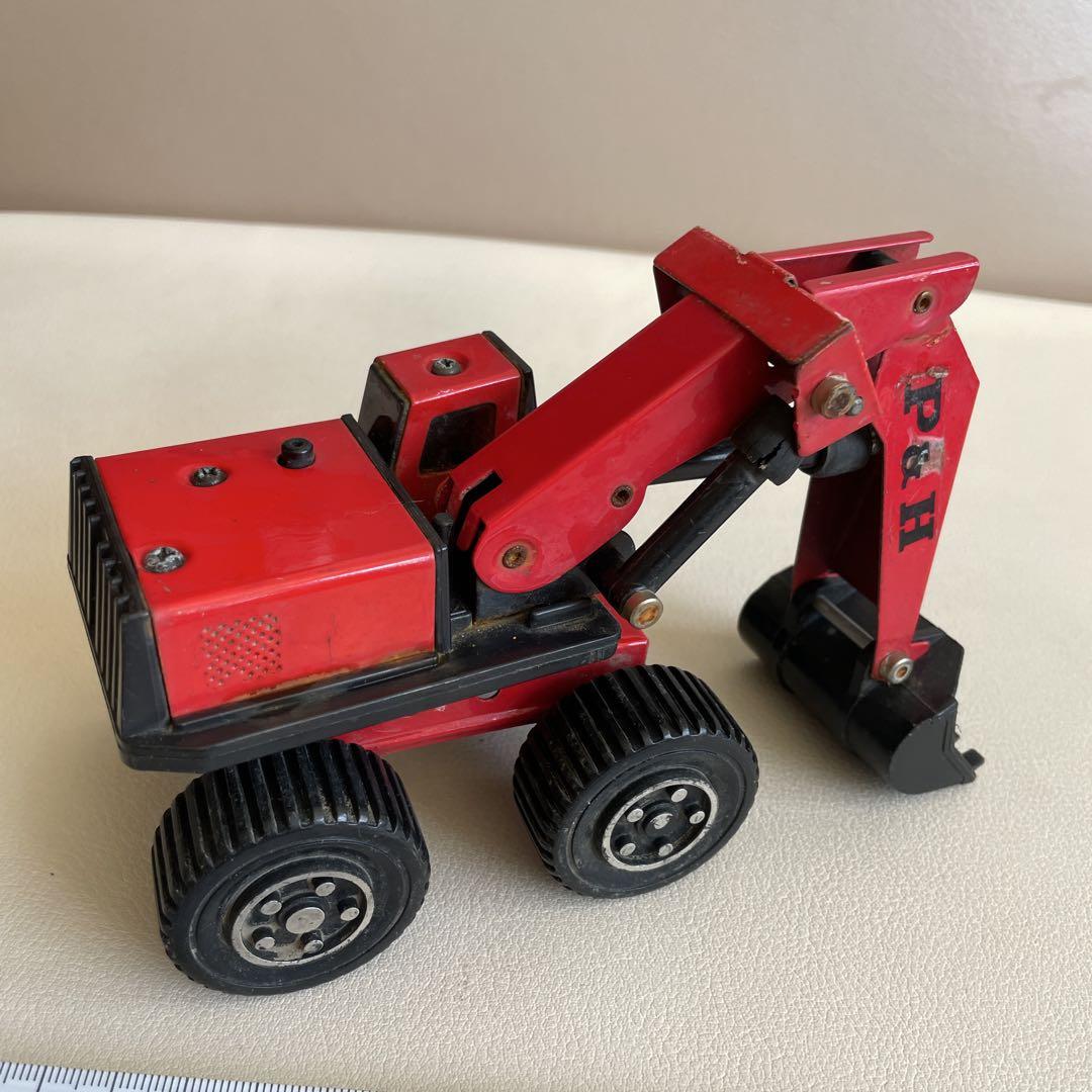 送料無料 いつまで TONKA トンカ ショベルカー ブリキ 昭和レトロ 赤 当時物 ブリキ ミニカー