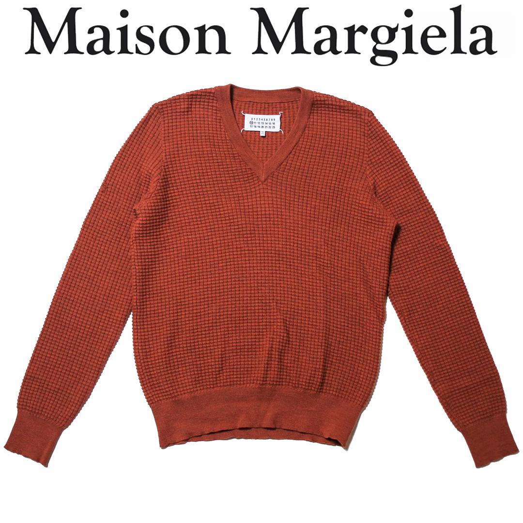 右袖にほつれによる穴ありMaison Margiela メゾン マルジェラ 13AW ワッフルニット