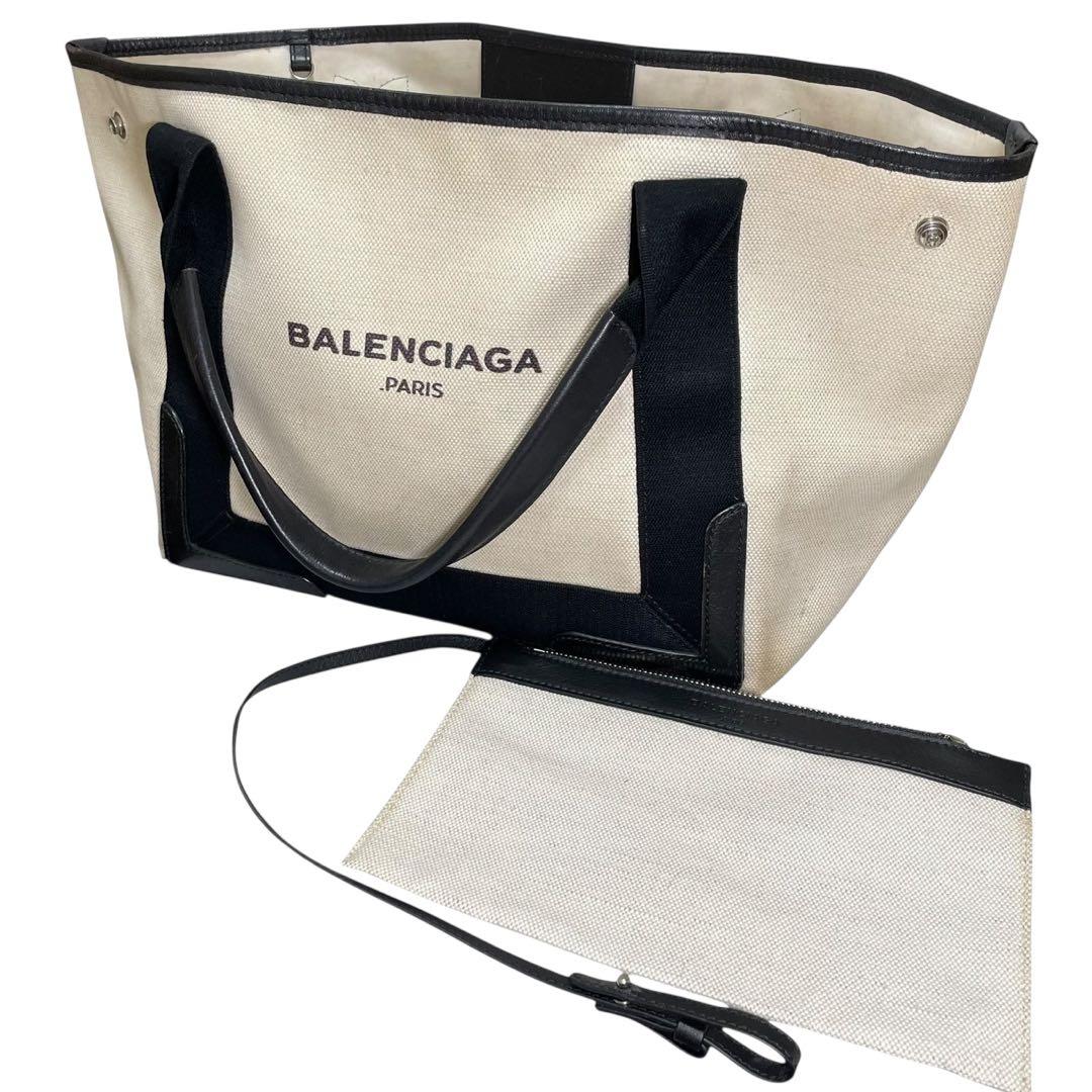 BALENCIAGA ネイビーカバスS キャンバス トートバッグ ハンドバッグ