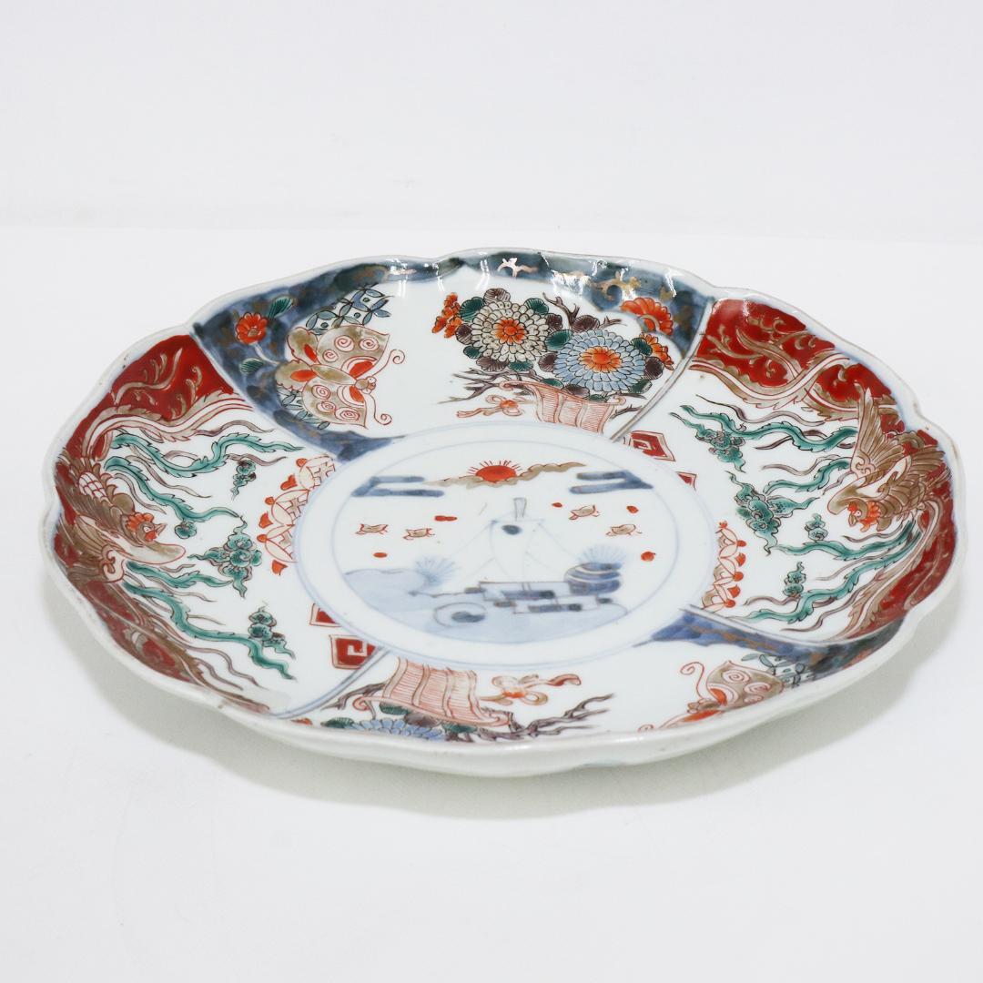 素敵な 染付 古伊万里 中皿 5客 鳳凰 花鳥 工芸品