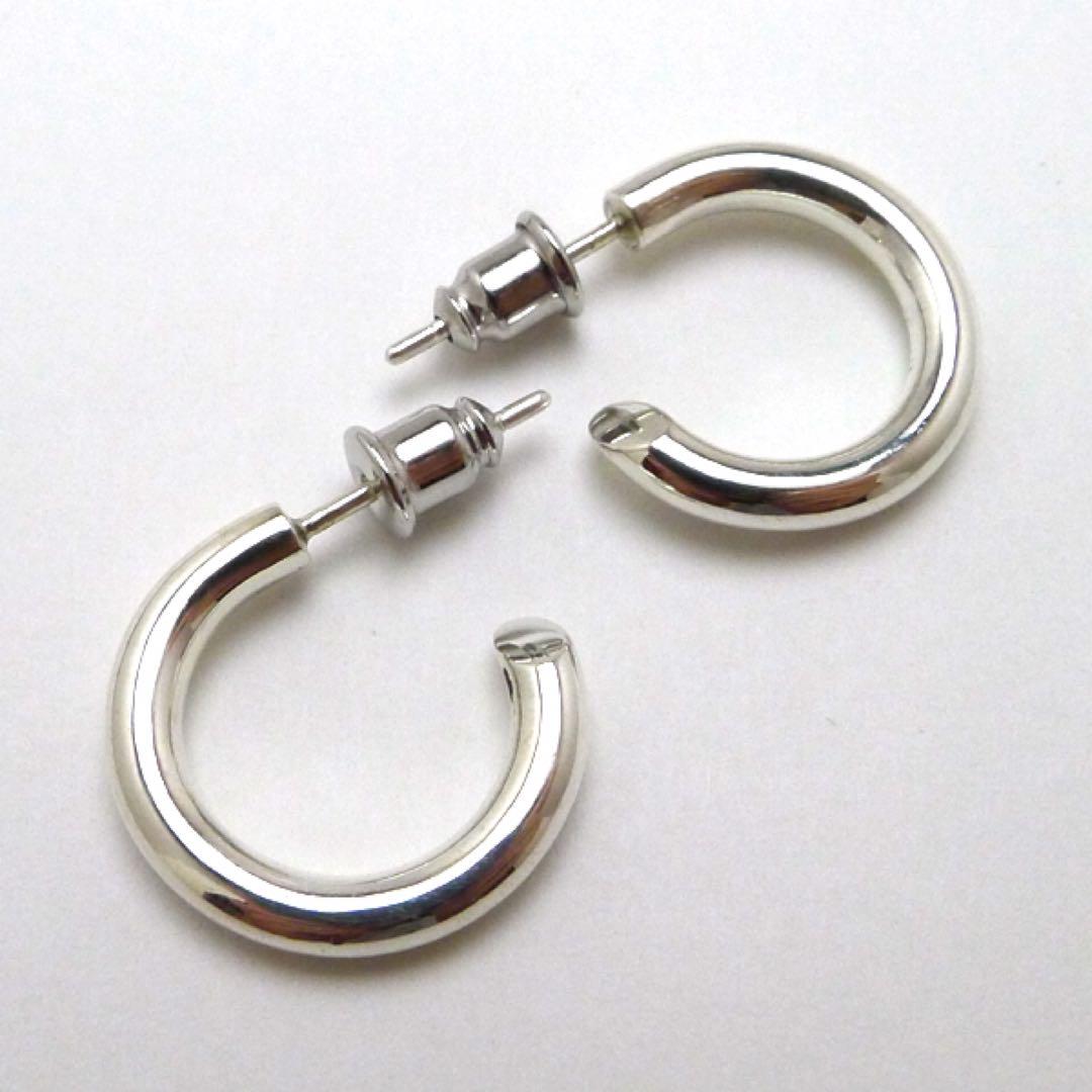 激安な ペア太さ3mm ハンドメイド シルバー925 フープピアス アクセサリー