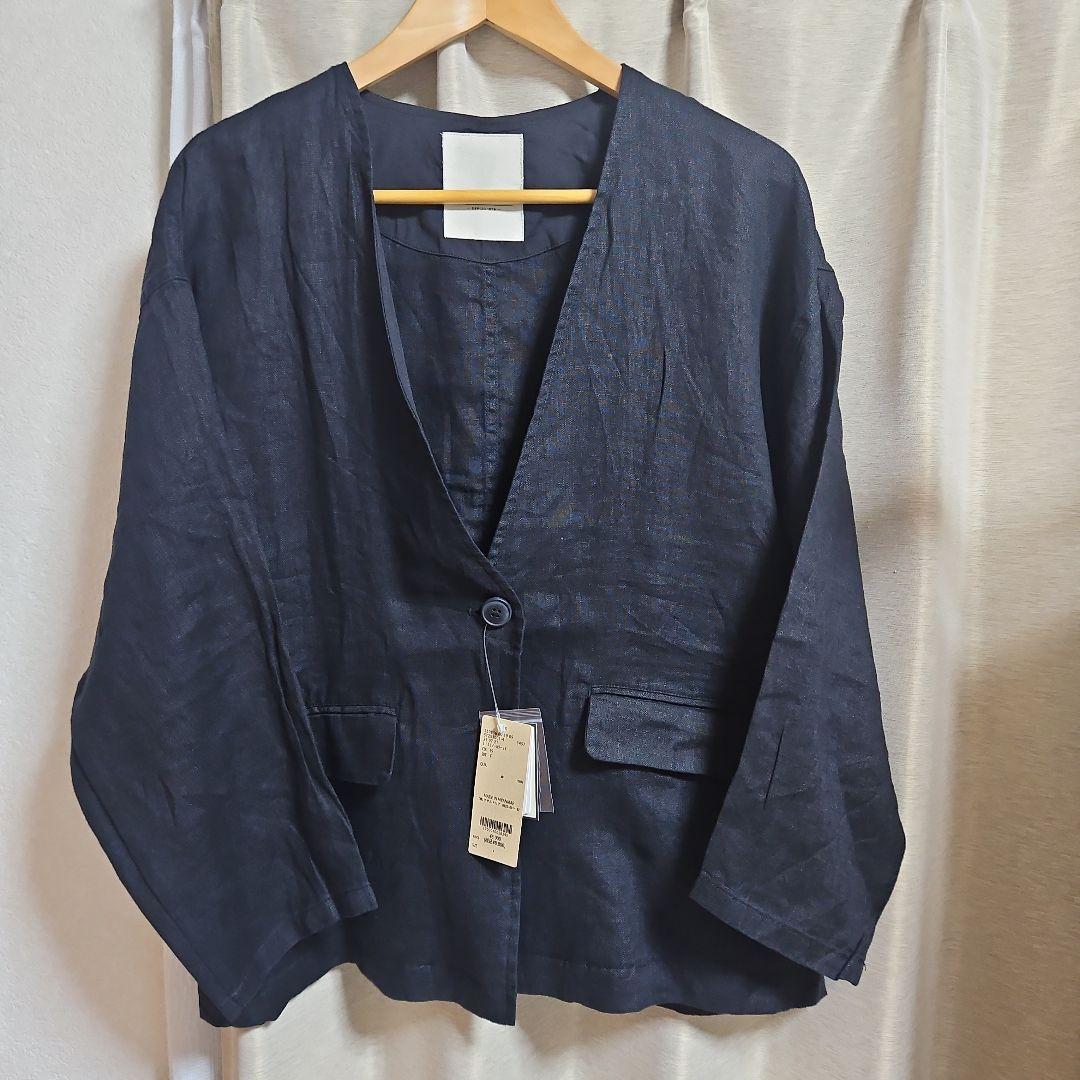 新品　スタディオクリップ　リネン100%　ノーカラージャケット