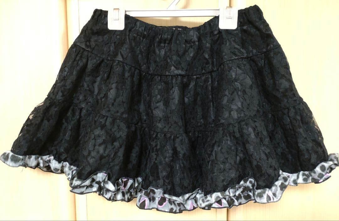 MA＊RS パニエ風ミニスカート　黒×グレー豹柄