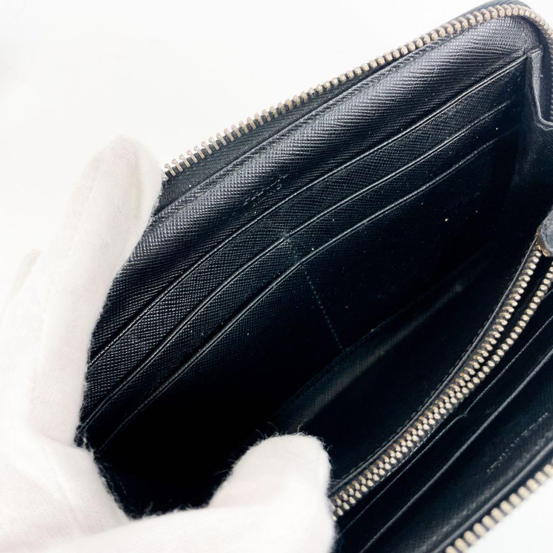 PRADA プラダ ラウンドジップ 長財布 三角ロゴ ナイロン レザー ブラック