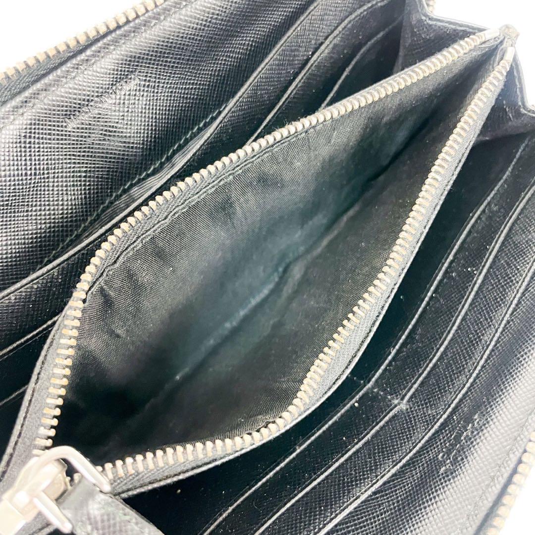 PRADA プラダ ラウンドジップ 長財布 三角ロゴ ナイロン レザー ブラック