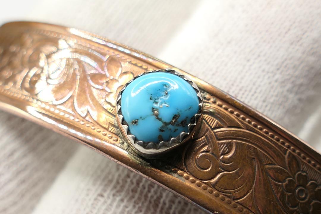未使用　ターコイズ　コッパー　バングル　ブレスレット　アクセサリー
