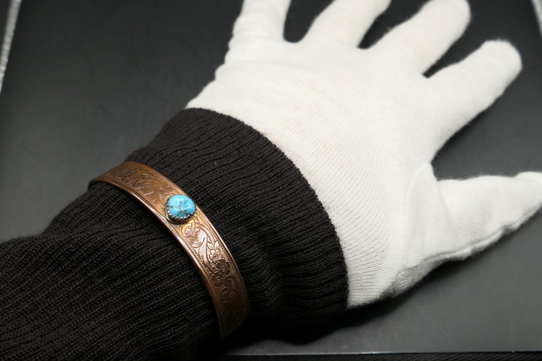 未使用　ターコイズ　コッパー　バングル　ブレスレット　アクセサリー