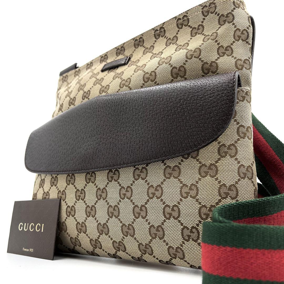 美品 GUCCI メッセンジャーバッグ シェリーライン GG キャンバス
