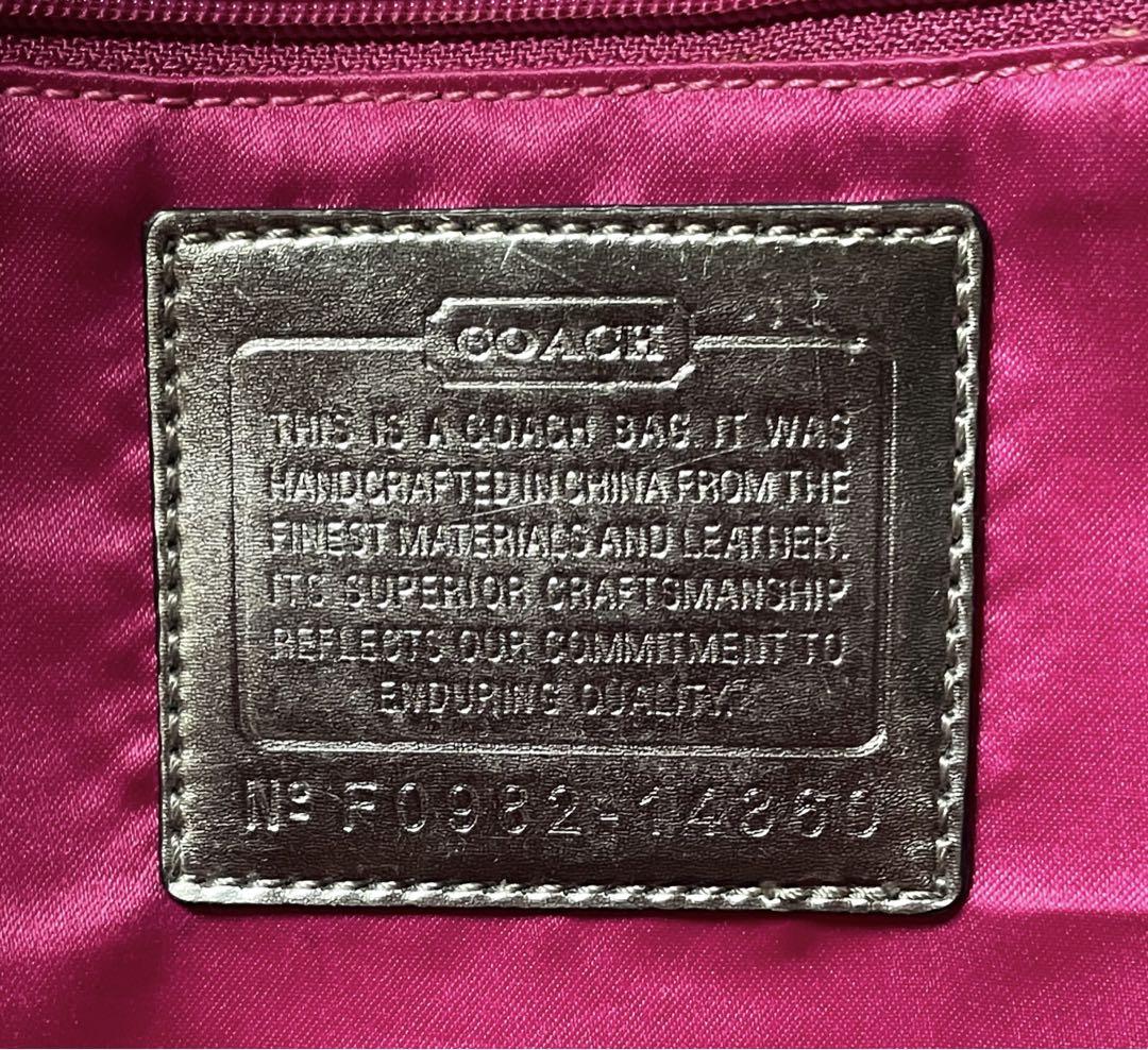 COACH コーチ パープル系 チェック、シグネチャー柄 トート