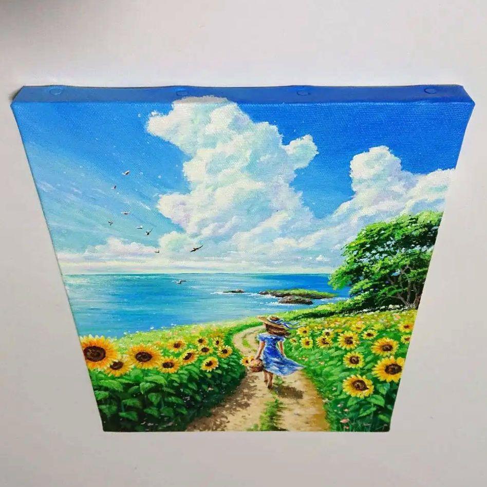 今年の新作から定番まで！ 真夏の海へ】アクリル画 F3 メルカリ - 絵画 風景画 絵画