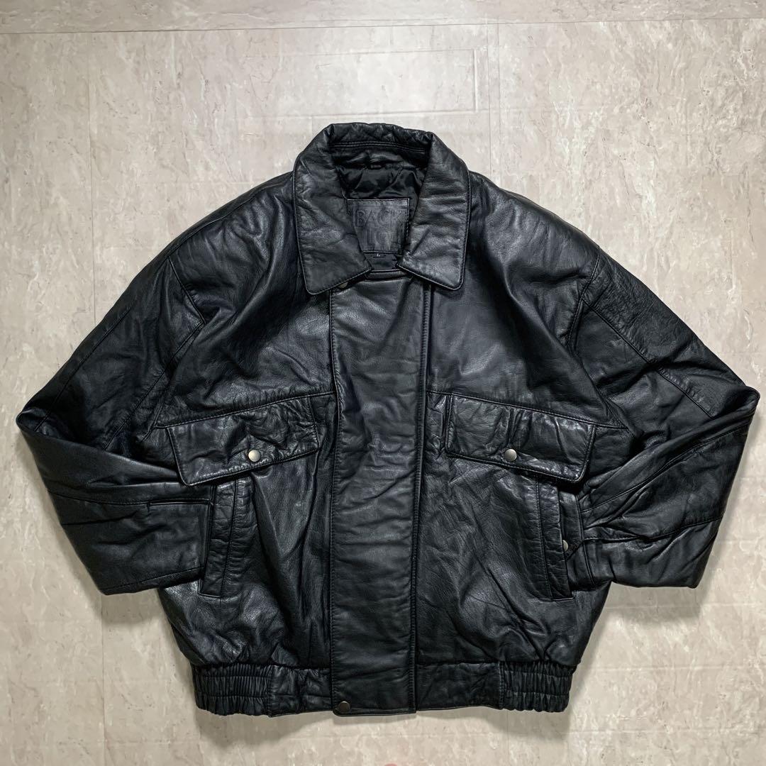 80s レザーフライトジャケット　レザーボンバージャケット　本革　A-2 黒　冬