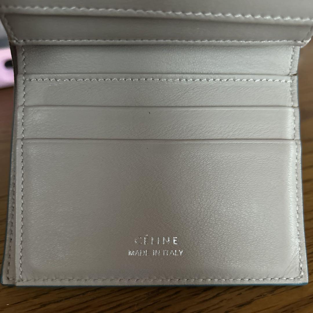 セリーヌライトブルー レザー 三つ折り財布