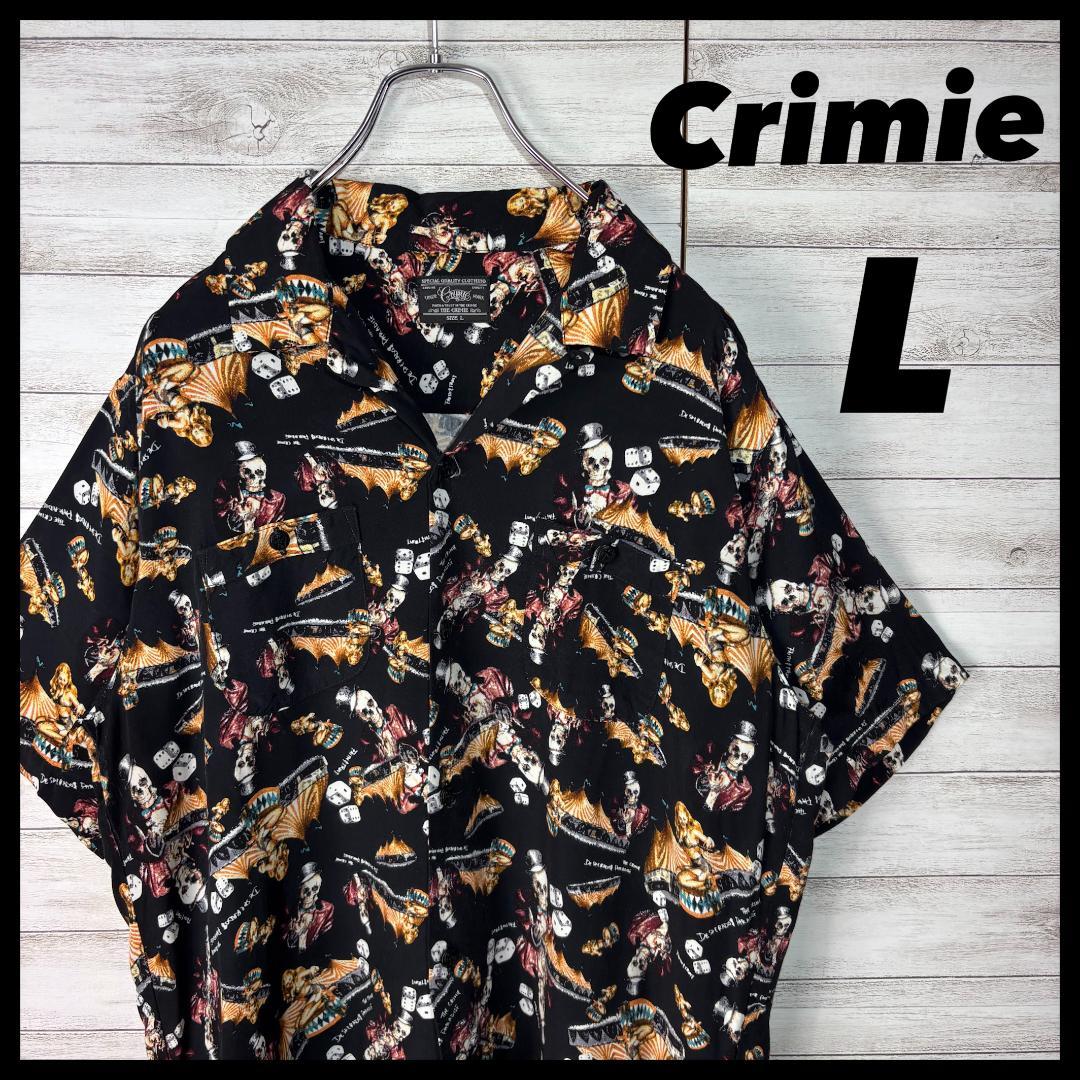3270 Crimie クライミー 開襟シャツ　L　スカル　半袖　ブラック