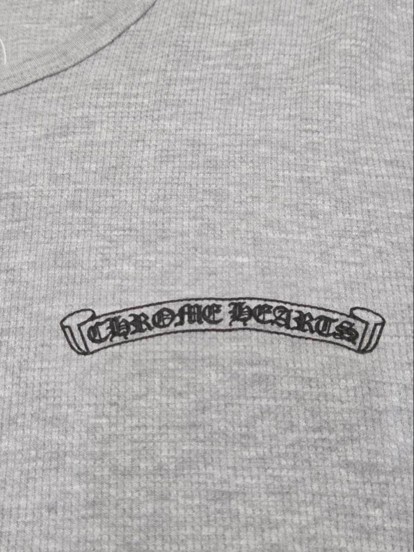 【今期】クロムハーツ スクロールラベル サーマル 長袖 ロンT グレー