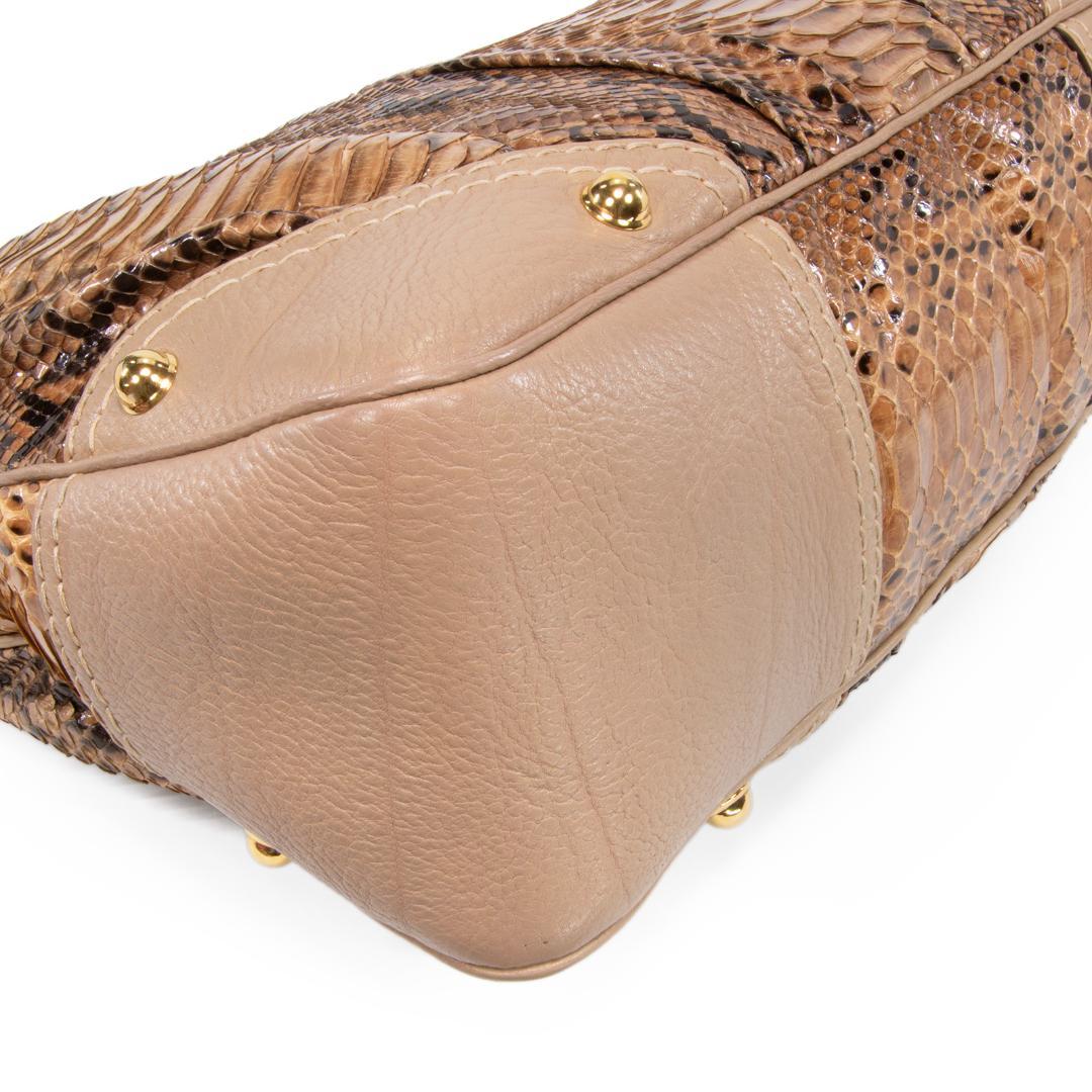 本物 グッチ ショルダーバッグ レディース パイソン ホースビット 茶色 ロゴ